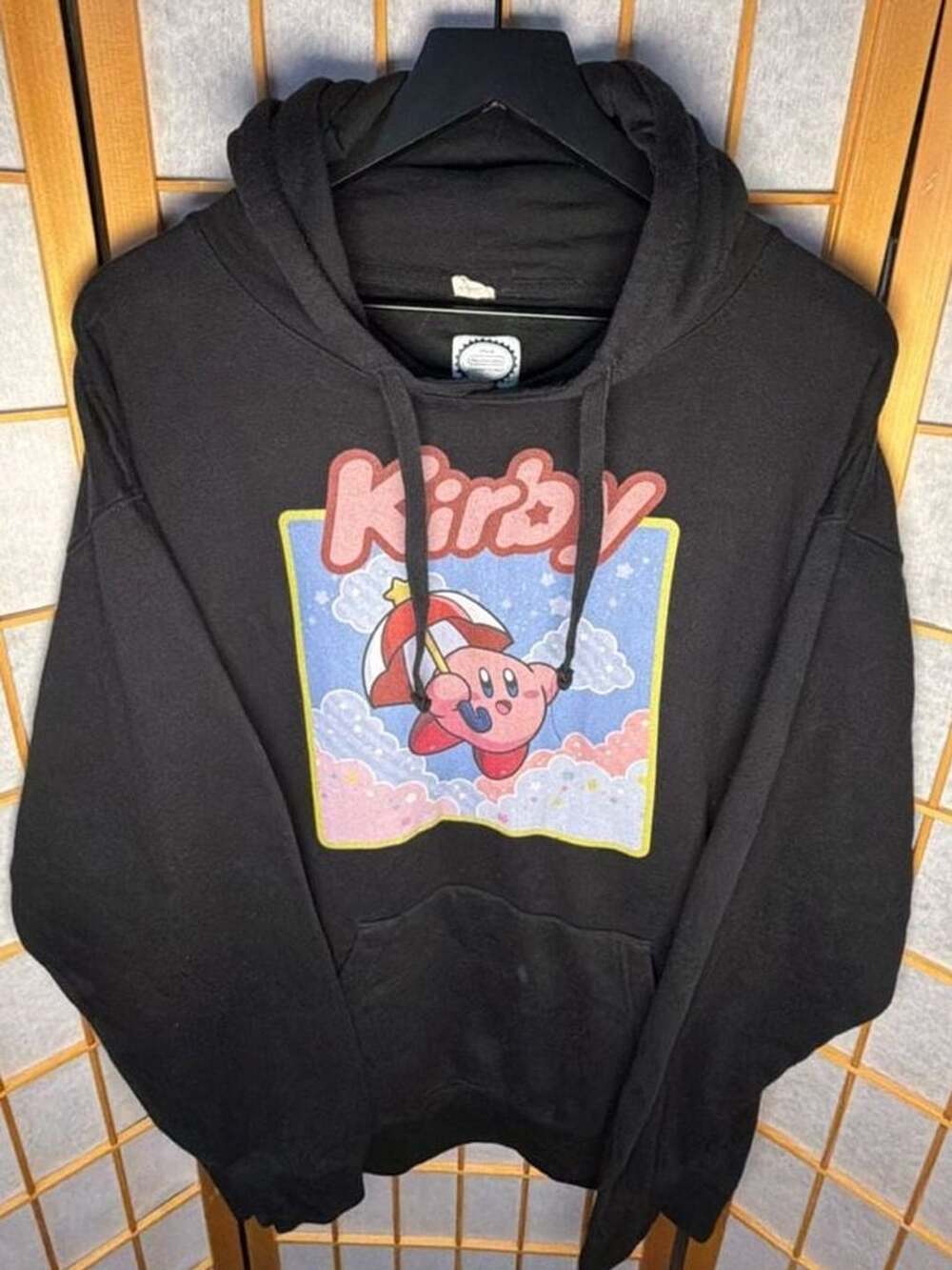 Nintendo Kirby Starry Parasol Graphic Hoodie Black